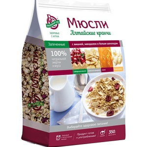 Мюсли Алт.кранчи с вишней, минд., бел.шок. 350гр \12